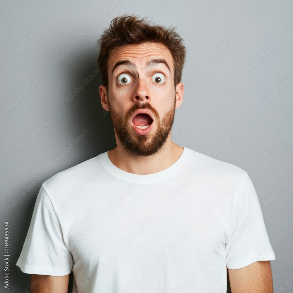 A person showing surprise and astonishment, potential use in various contexts including humor, education, or everyday life A person showing surprise and astonishment, potential use in various contexts including humor, education, or everyday life