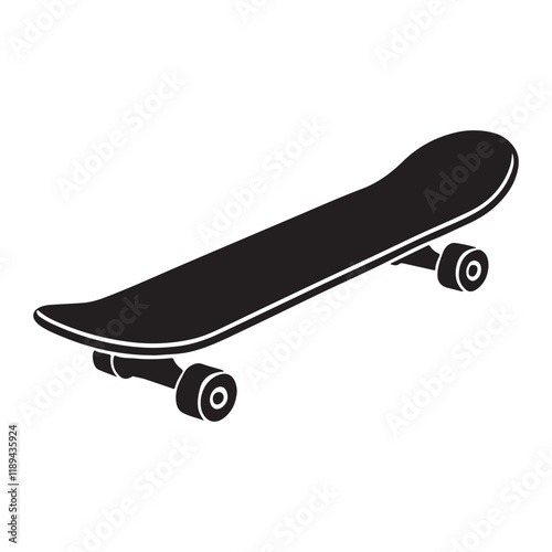 Silhouette Illustration of a Skateboard