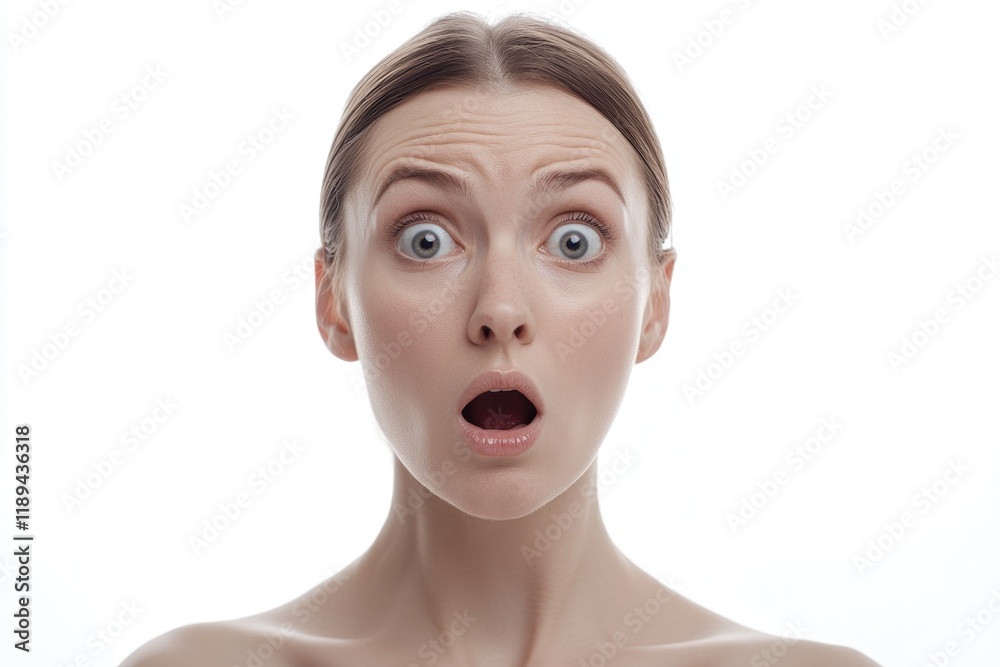 A woman with a surprised expression A woman with a surprised expression
