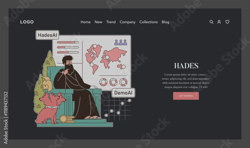 Olympic Gods Synergy AI. Flat Vector Illustration