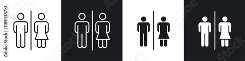 Toilet icons vectors set in black. line and flat versions