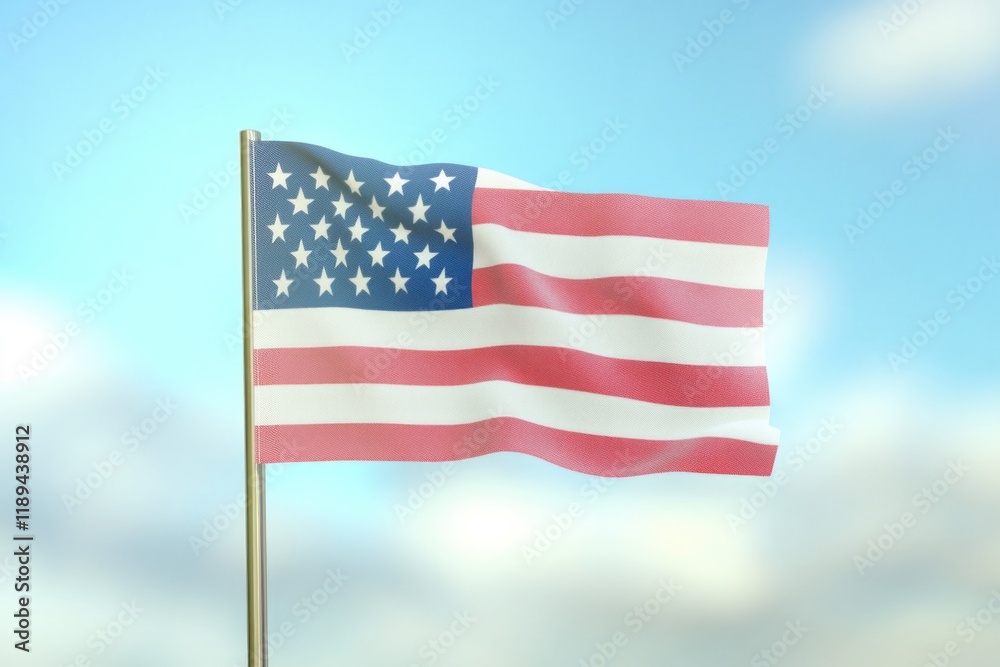 An American flag waving freely in the wind on a sunny day An American flag waving freely in the wind on a sunny day
