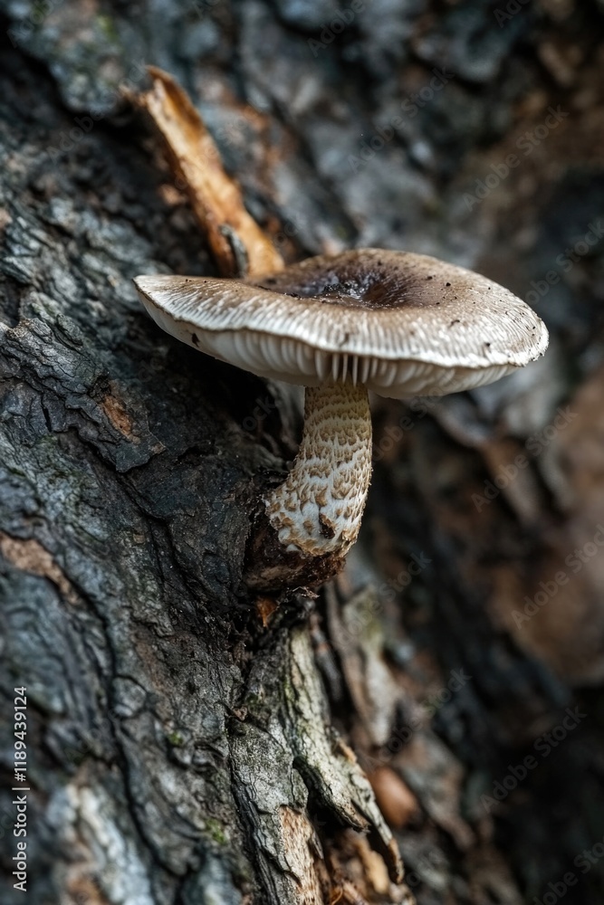 Mushroom grows out of tree bark Mushroom grows out of tree bark