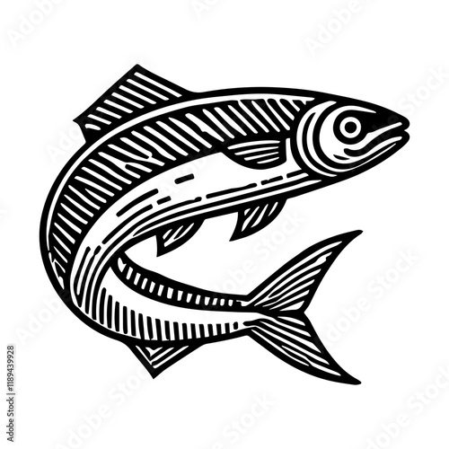Simple Vector Icon of a herring fish – Logo Design Illustration