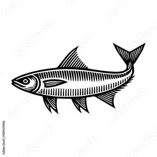 Simple Vector Icon of a herring fish – Logo Design Illustration