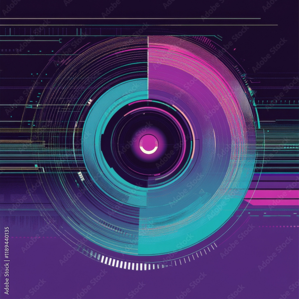 A futuristic hologram vector art with a circular, streamlined design, satirical humor, shiny texture, grids, and a hi-tech mood. Features cyan, purple, and black in a side-view perspective. A futuristic hologram vector art with a circular, streamlined design, satirical humor, shiny texture, grids, and a hi-tech mood. Features cyan, purple, and black in a side-view perspective.