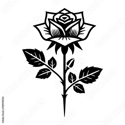 Simple Vector Icon of a Rosa Osiria – Logo Design Illustration photo