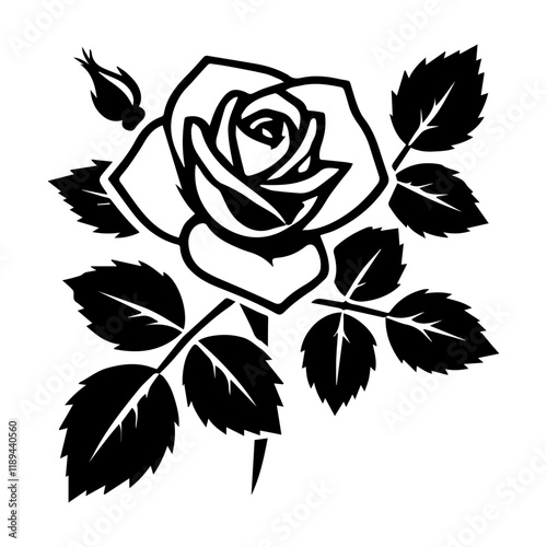 Simple Vector Icon of a Rosa Osiria – Logo Design Illustration photo