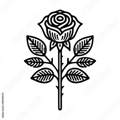 Simple Vector Icon of a Rosa Osiria – Logo Design Illustration photo