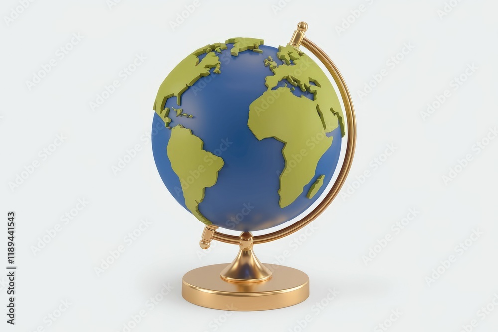 A stylized 3D render of a globe, showcasing continents in muted green and blue on a golden stand. A stylized 3D render of a globe, showcasing continents in muted green and blue on a golden stand.