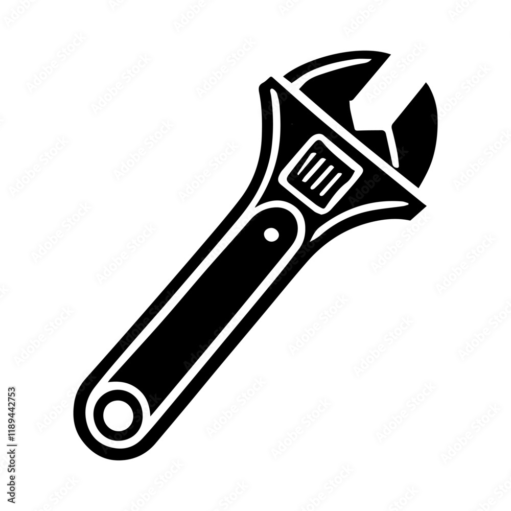 Simple Vector Icon of a Adjustable Wrench – Logo Design Illustration Simple Vector Icon of a Adjustable Wrench – Logo Design Illustration