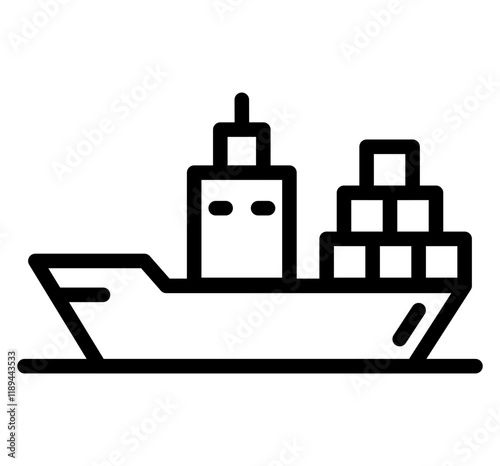 Cargo Ship Line Icon