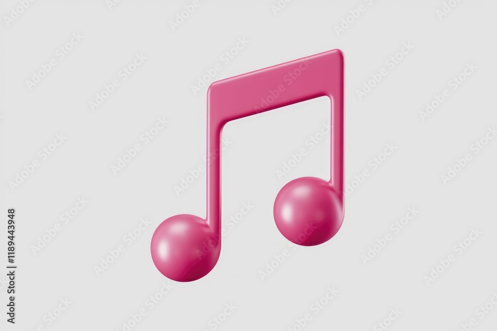 A pink 3D model of a musical note, symbolizing music and melody. A pink 3D model of a musical note, symbolizing music and melody.
