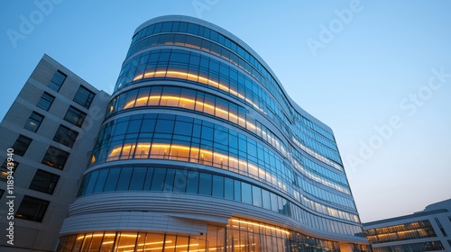 Modern City Hall with Bold Curves and Glass Design photo