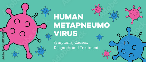 Human Metapneumovirus Banner. hMPV Virus Outbreak Pandemic Medical Background. Medical Healthcare and Science Backdrop