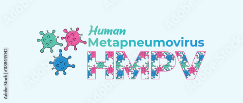 Human Metapneumovirus Banner. hMPV Virus Outbreak Pandemic Medical Background. Medical Healthcare and Science Backdrop