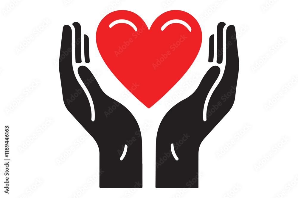 Heart in hands icon