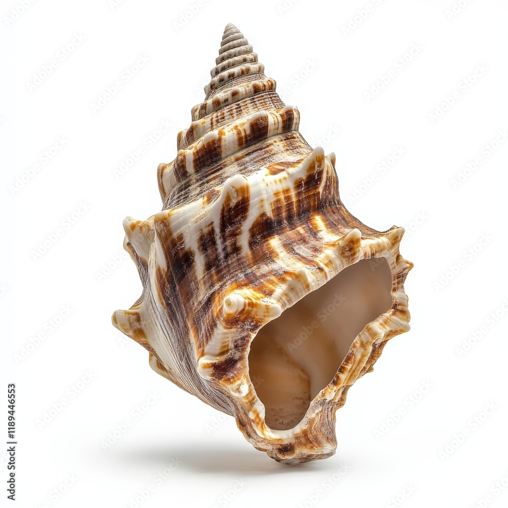 close up of a spiral seashell on white background close up of a spiral seashell on white background