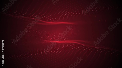 Red abstract background with moving dots