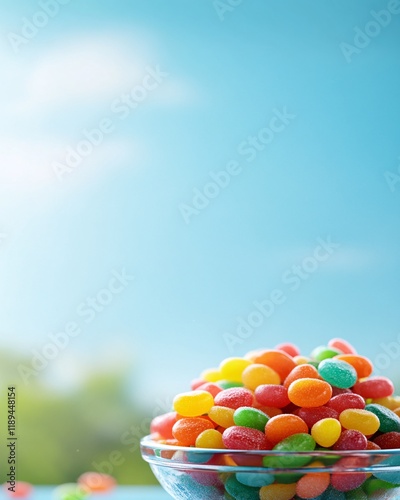 Colorful Jelly Beans in a Glass Bowl