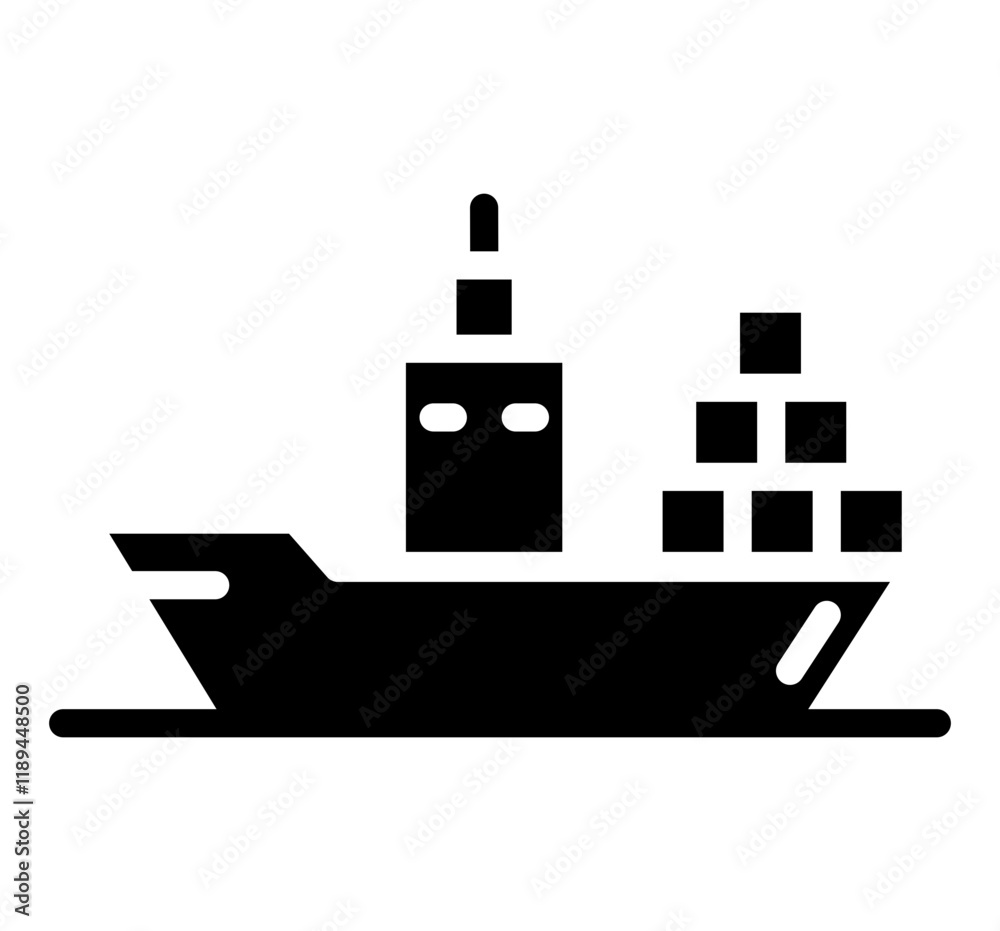 Cargo Ship Glyph Icon