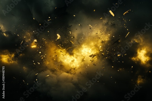 smoke illuminated with yellow light on a black background
