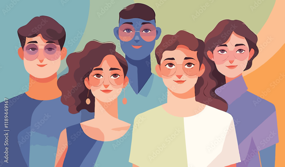 inclusive group of people isolated illustration inclusive group of people isolated illustration