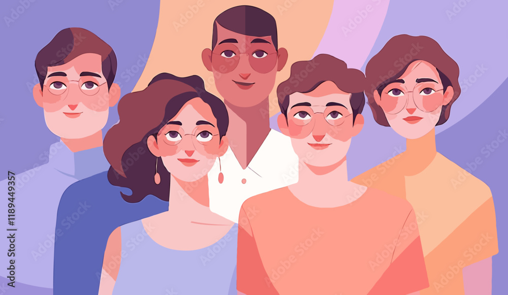inclusive group of people isolated illustration inclusive group of people isolated illustration