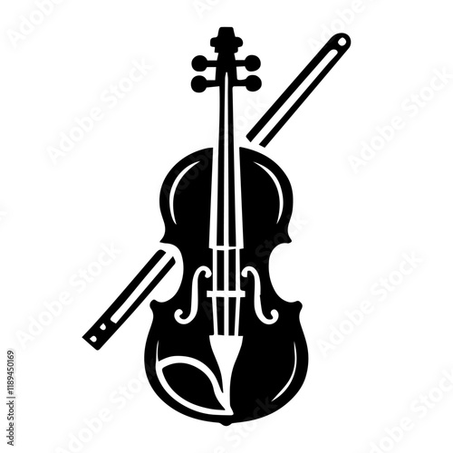 Simple Vector Icon of a Violin – Logo Design Illustration