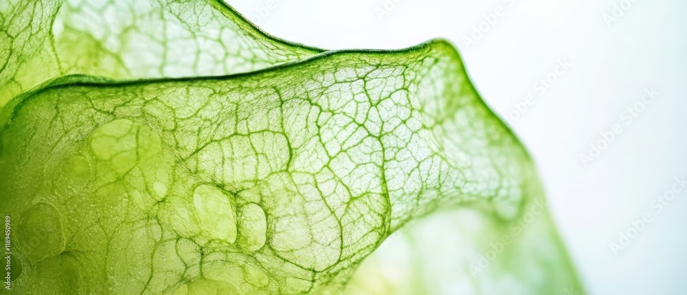 Fototapeta premium close up of a translucent green plant structure with veins