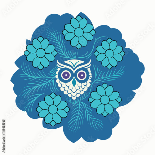  floral design with owl vector illustration