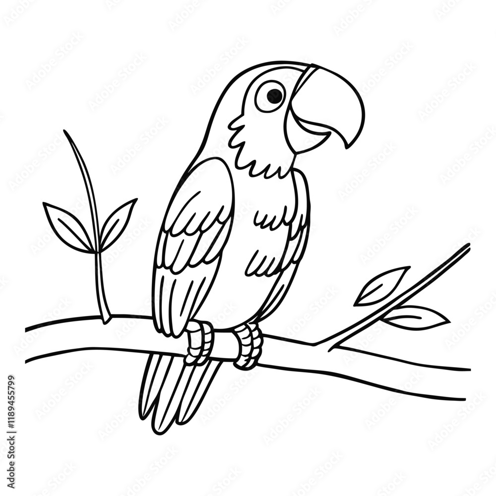 Obraz premium parrot sitting on branch vector illustration