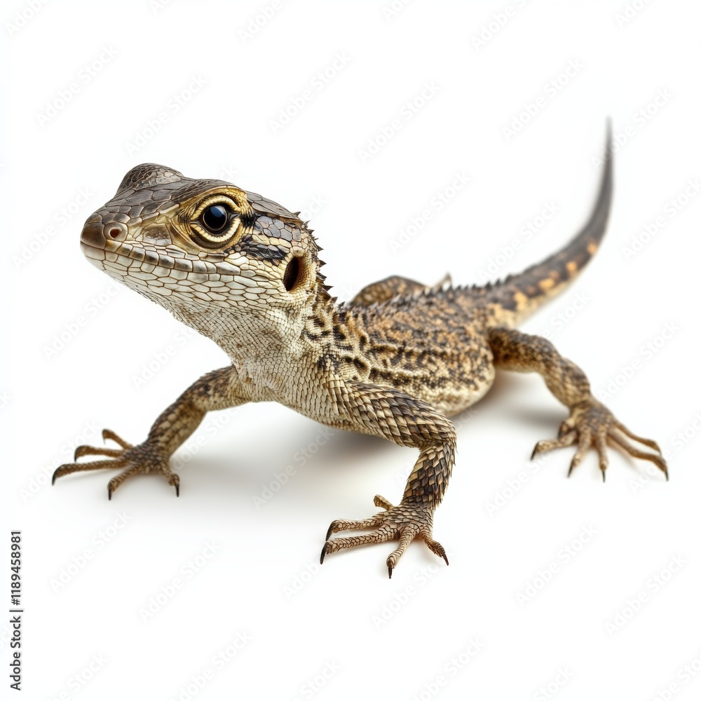 Naklejka premium a lizard with scales on a white background