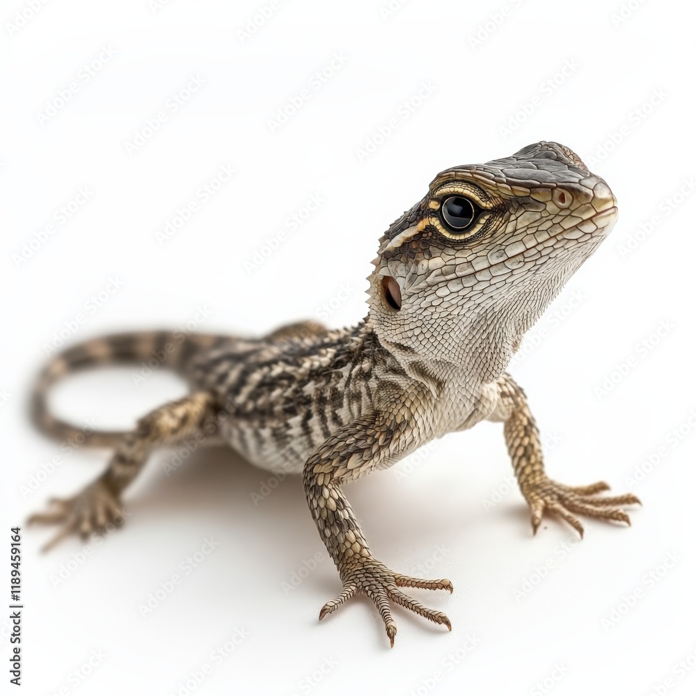 Naklejka premium close-up of a lizard on a white background