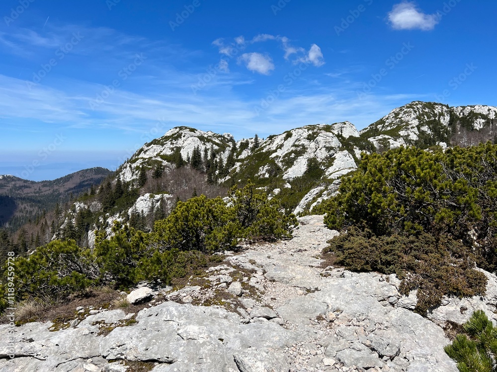 Premuzic hiking trail or Premuzic Trail - Northern Velebit National Park, Croatia or Premuzic-Wanderweg or Premuzic's Trail (Pješački planinarski put Premužićeva staza - NP Sjeverni Velebit, Hrvatska) Premuzic hiking trail or Premuzic Trail - Northern Velebit National Park, Croatia or Premuzic-Wanderweg or Premuzic's Trail (Pješački planinarski put Premužićeva staza - NP Sjeverni Velebit, Hrvatska)