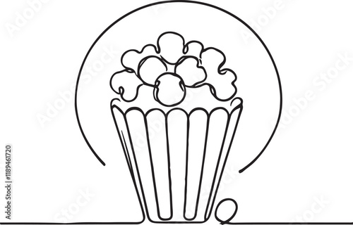 Popcorn in Line Drawing Style – Vector Artwork