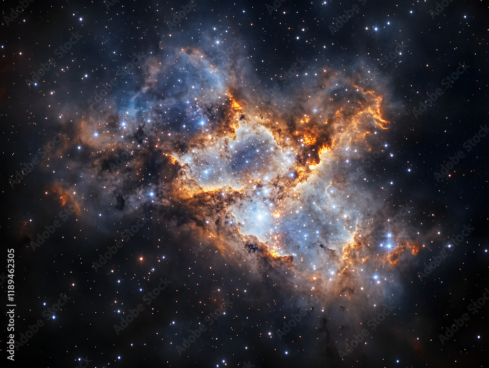 Fototapeta premium Celestial Majesty: Star Clusters and Galaxy Glimpses in a Remote Plain