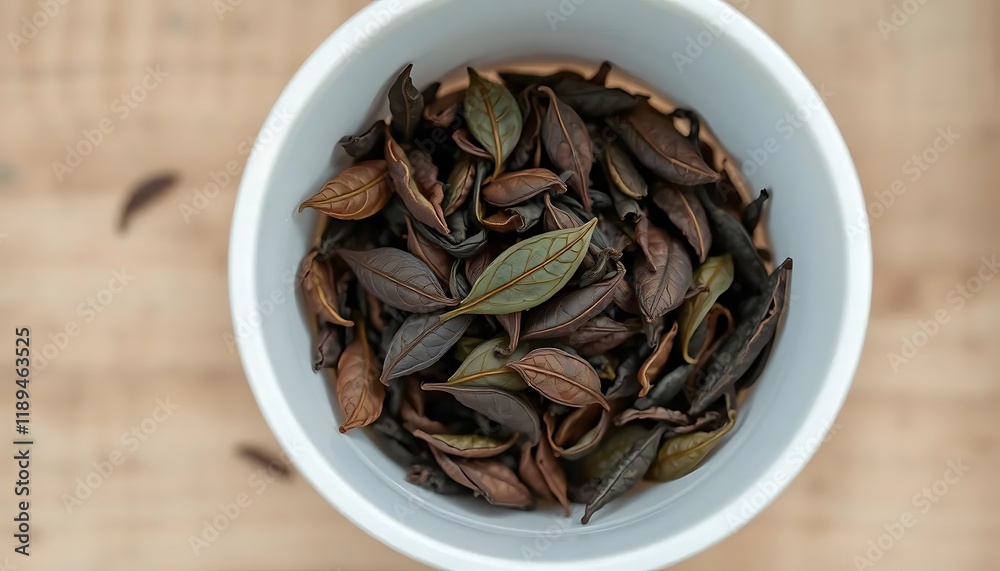 Obraz premium Dried Tea Leaves: A Serene Still Life Composition