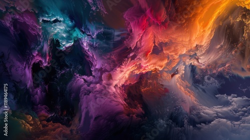 Wallpaper Mural a surreal dreamscape where time flows backward and forward simultaneously, white space in the center of the page for text, bold and dynamic hues against a dark background Torontodigital.ca