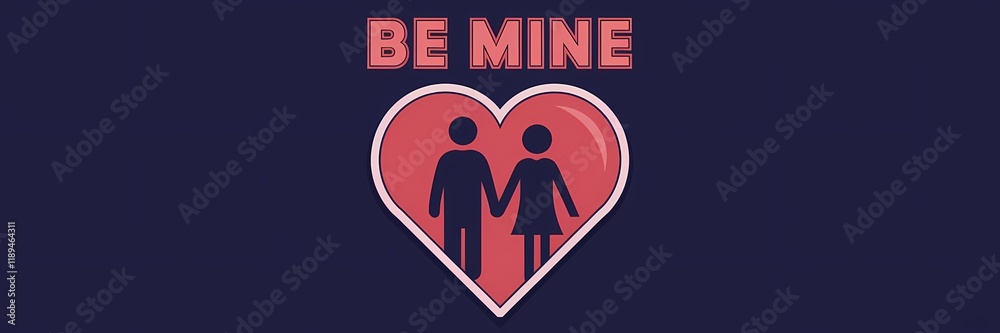 A minimalist Valentines Day poster design with a retro dark theme. The poster features a large red heart with a white outline. Inside the heart, there is a silhouette of a couple holding hands. A minimalist Valentines Day poster design with a retro dark theme. The poster features a large red heart with a white outline. Inside the heart, there is a silhouette of a couple holding hands.