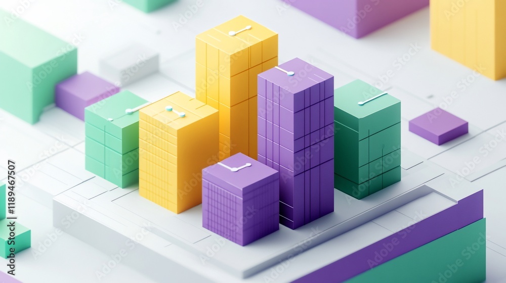 Abstract 3D pastel city skyline. Abstract 3D pastel city skyline.