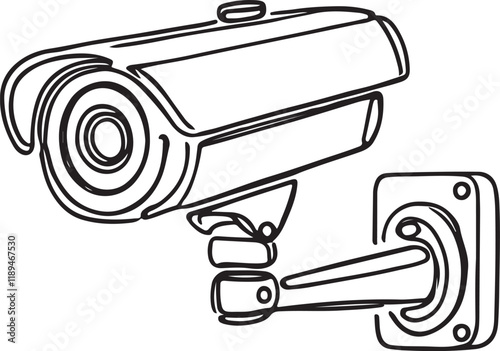 Vector Design of CCTV Camera in Line Art Style