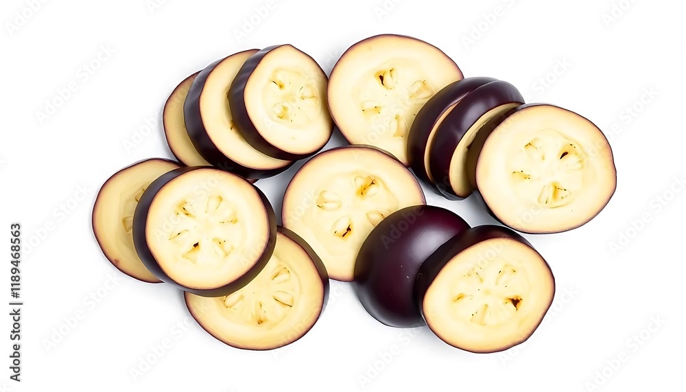 Eggplant Slices: A Vibrant Still Life Composition Eggplant Slices: A Vibrant Still Life Composition