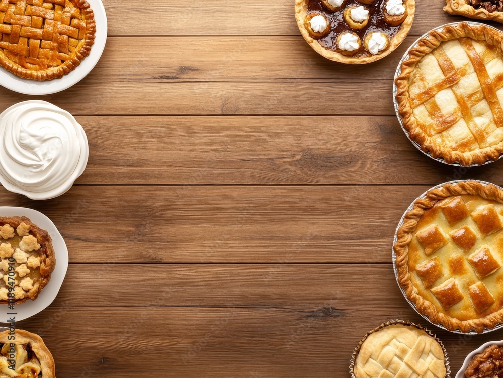 Rustic Savory Pies with Herbs on a Wooden Table for British Pie Week 23 Rustic Savory Pies with Herbs on a Wooden Table for British Pie Week 23