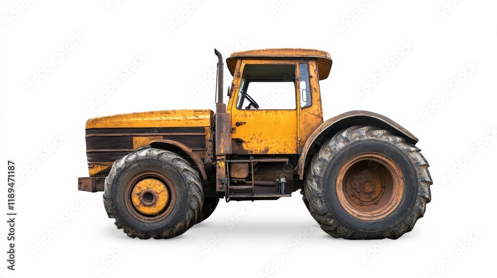 a yellow tractor isolated on a white background a yellow tractor isolated on a white background