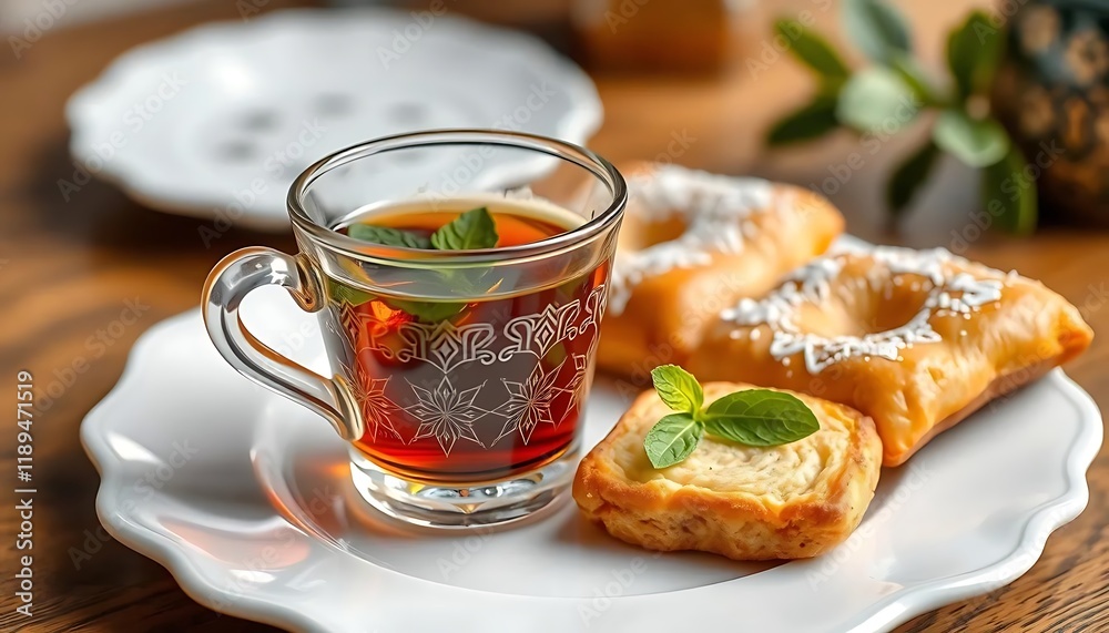 Elegant Tea and Pastries: A Warm and Inviting Still Life Elegant Tea and Pastries: A Warm and Inviting Still Life