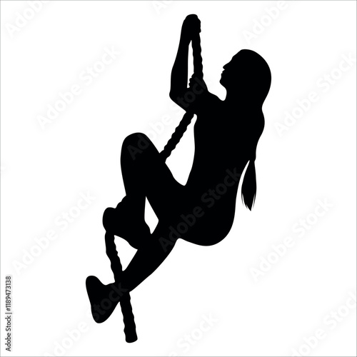 Climber Climbing in mountains silhouette vector illustration