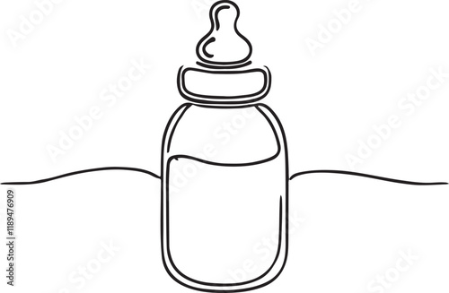 Baby Bottle Line Art Design in Vector Format photo