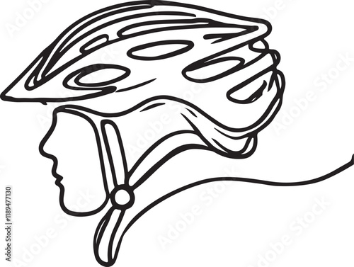 Line Drawing Bicycle Helmet Vector – Minimal and Clean Design