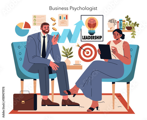 Psychotherapists. Flat Vector Illustration